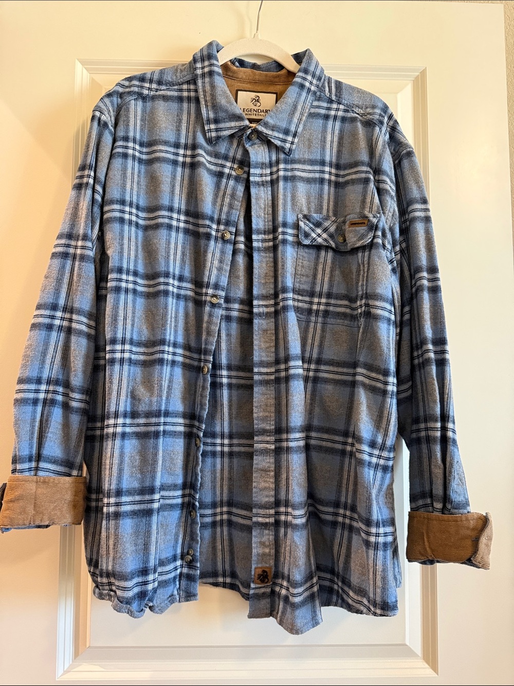 Legendary Whitetails Blue and Gray Plaid Shirt- 100% Cotton